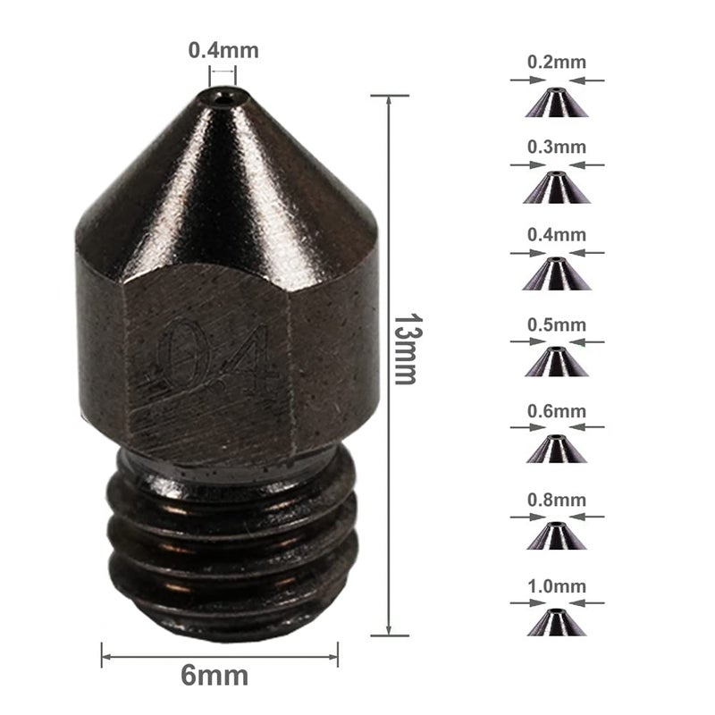 5 قطع فوهة MK8 من الفولاذ المقوى 0.2 مم لطابعة Ender 3 وCR10 وAnet A8 ثلاثية الأبعاد - Image 2